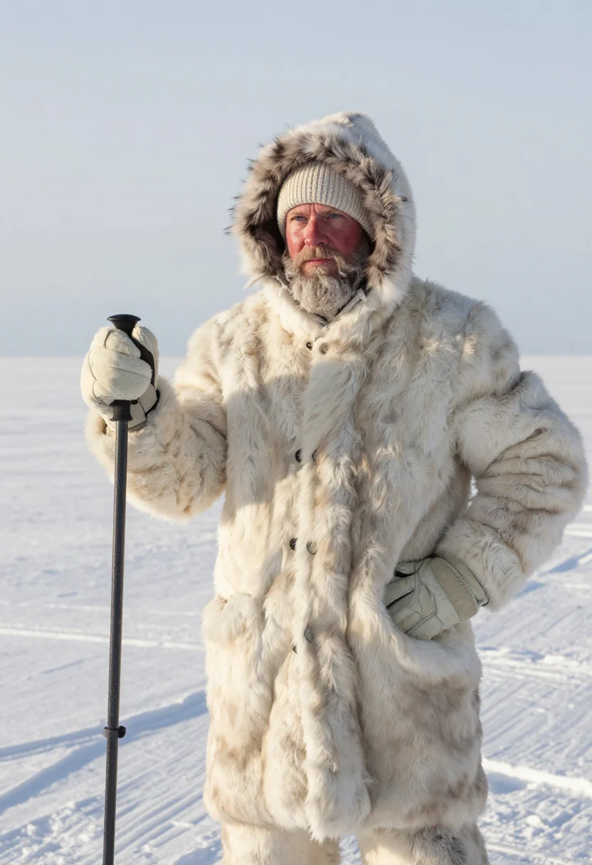 AI amundsen polar fur sample — portrait of a man, framed half-length from the crown to the