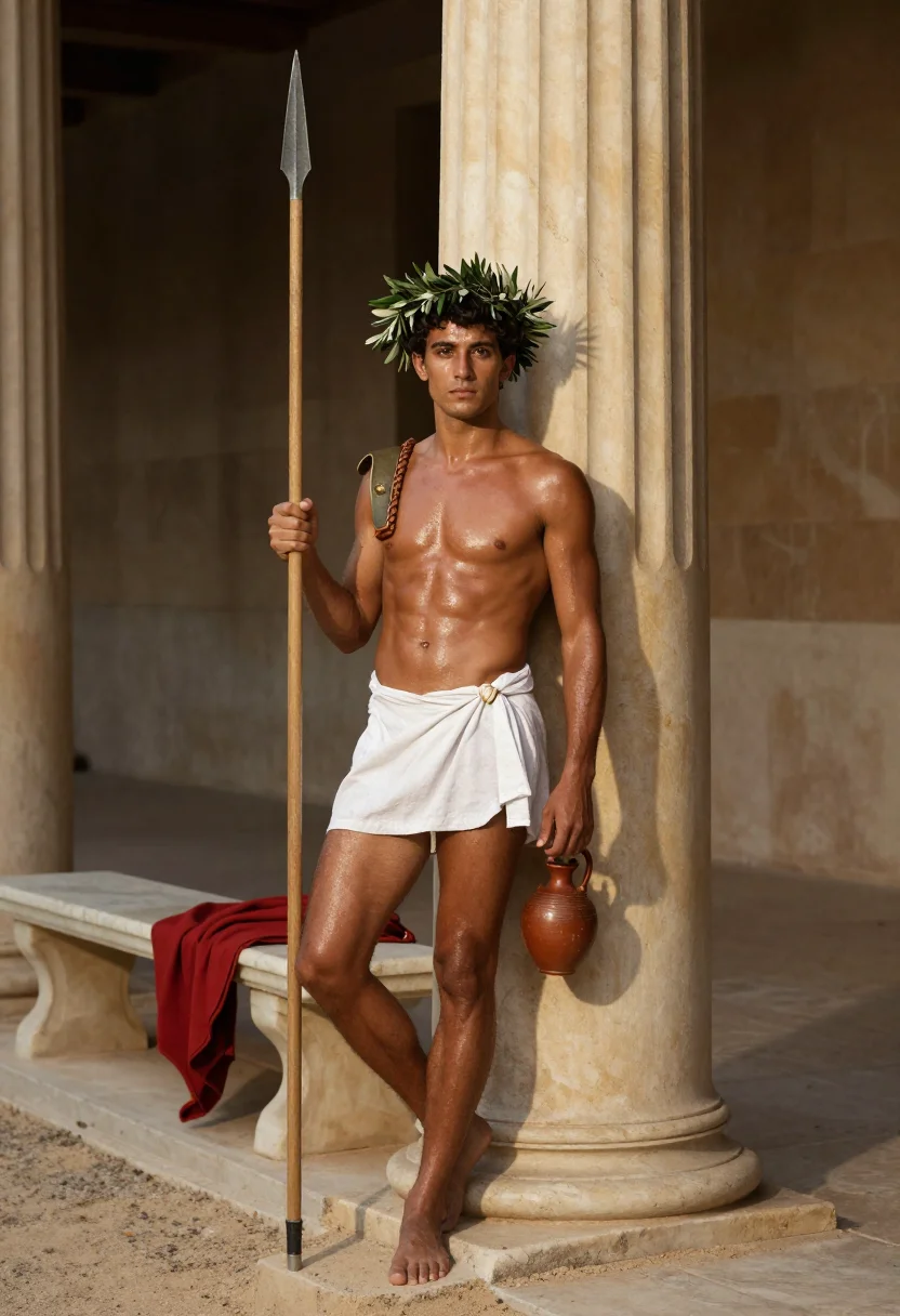 AI ancient olympian sample — portrait of a man, full-length portrait of a Greek man in hi