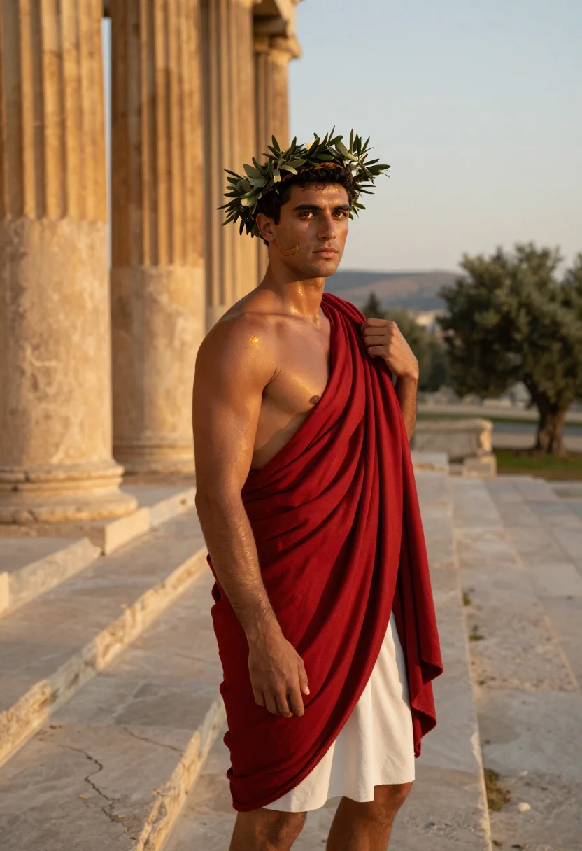 AI ancient olympian sample — portrait of a man, half-length portrait of a Greek man in hi