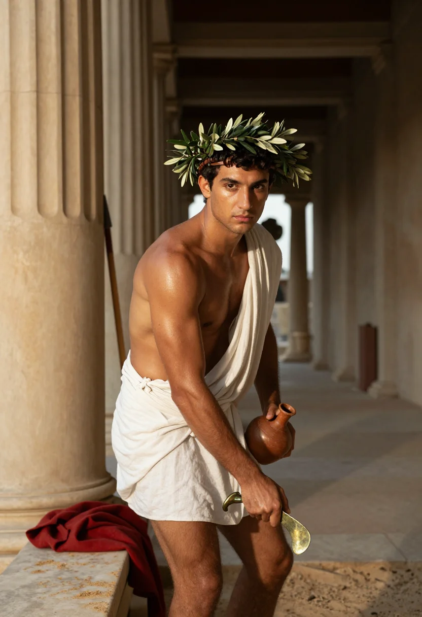 AI ancient olympian sample — portrait of a man, half-length portrait of a Greek man in hi
