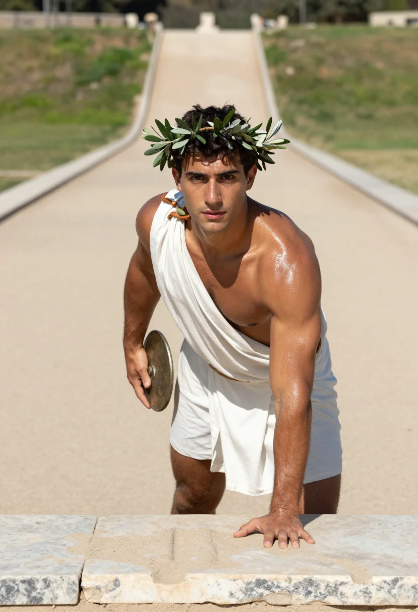 AI ancient olympian sample — portrait of a man, half-length portrait of a Greek man in hi