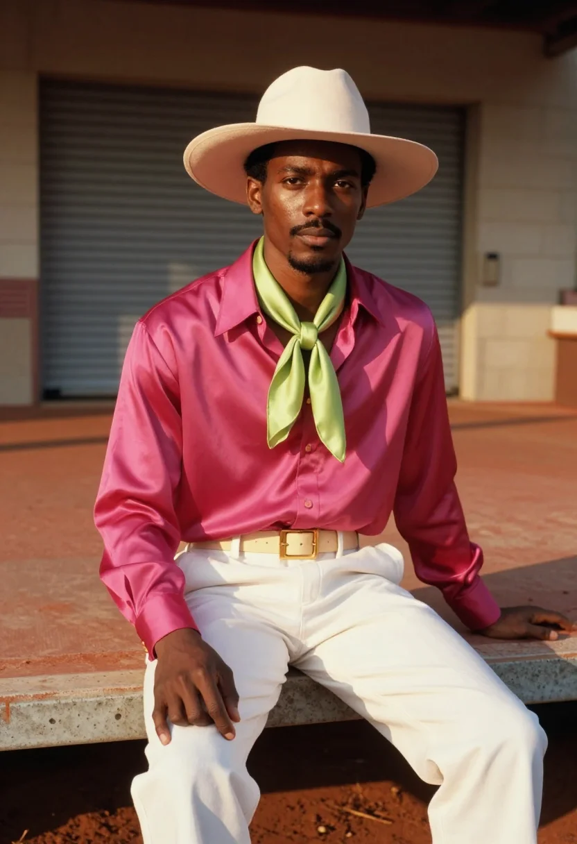 AI andre 3000 atlanta stankonia palette sample — portrait of a man, Black American and in his mid-twenties, w