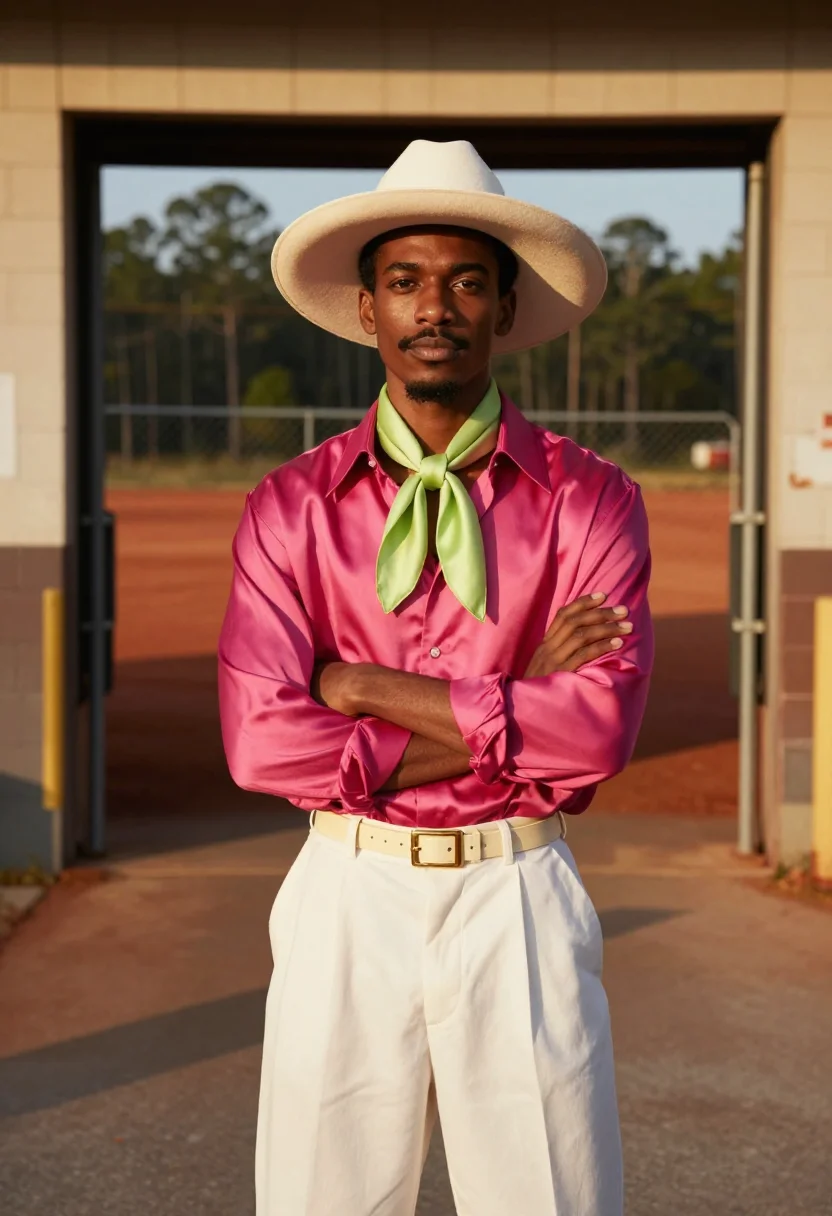 AI andre 3000 atlanta stankonia palette sample — portrait of a man, Black American and in his mid-twenties, w