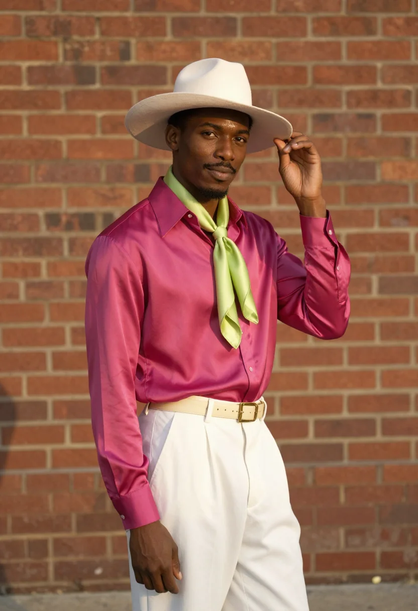 AI andre 3000 atlanta stankonia palette sample — portrait of a man, Black American and in his mid-twenties, w