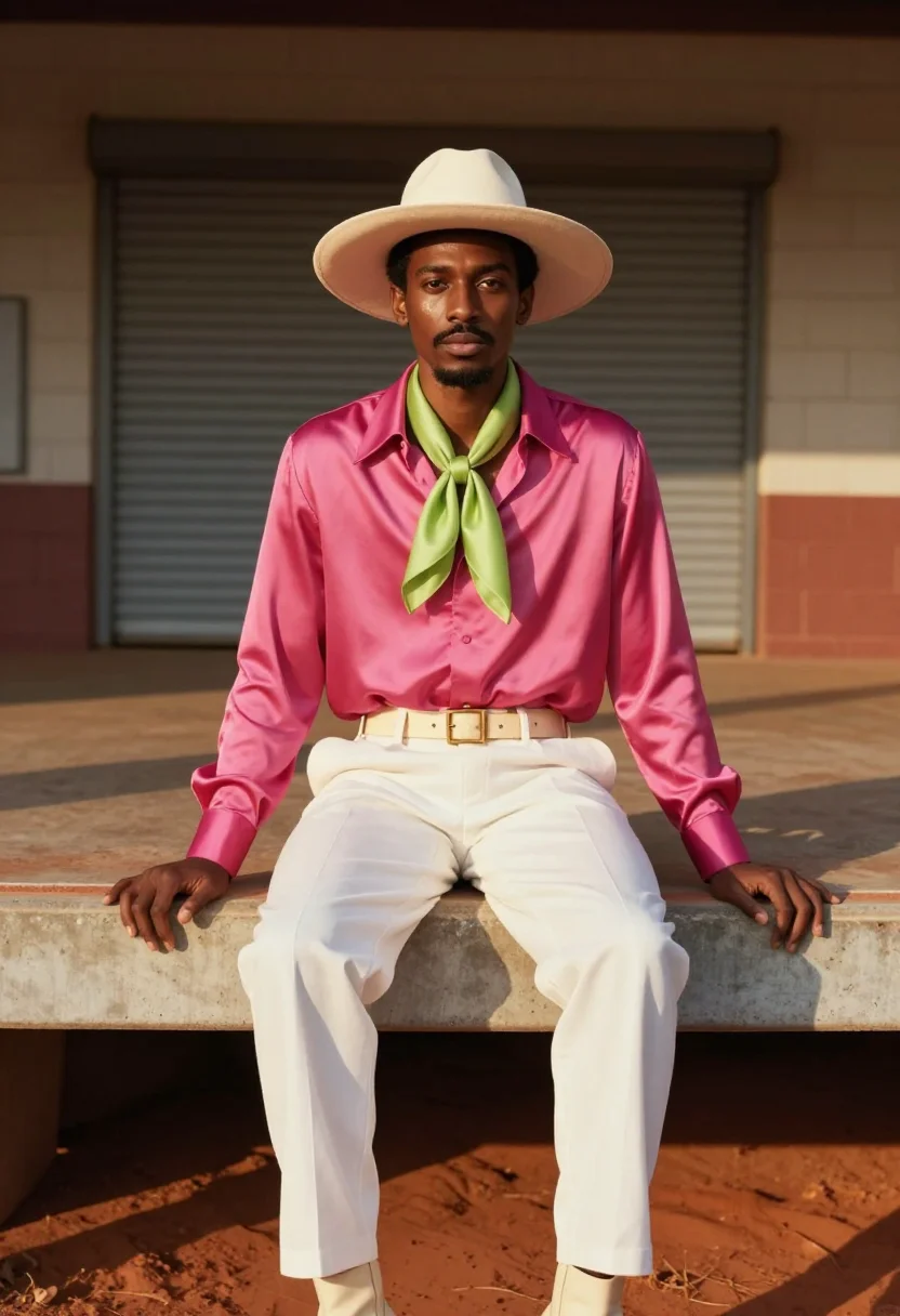 AI andre 3000 atlanta stankonia palette sample — portrait of a man, Black American and in his mid-twenties, w