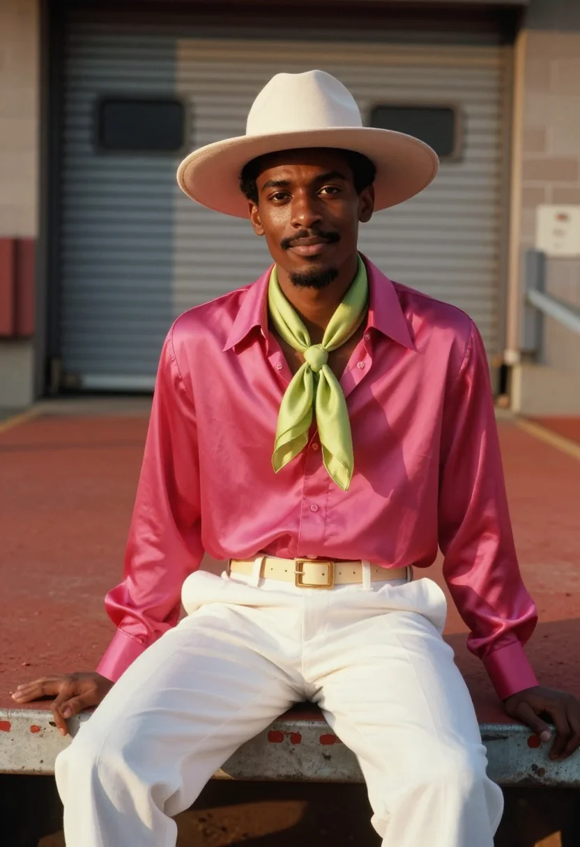 AI andre 3000 atlanta stankonia palette sample — portrait of a man, Black American and in his mid-twenties, w