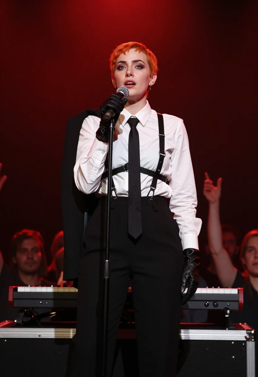 AI annie lennox sample — portrait of a woman, three-quarter-length portrait of a woma
