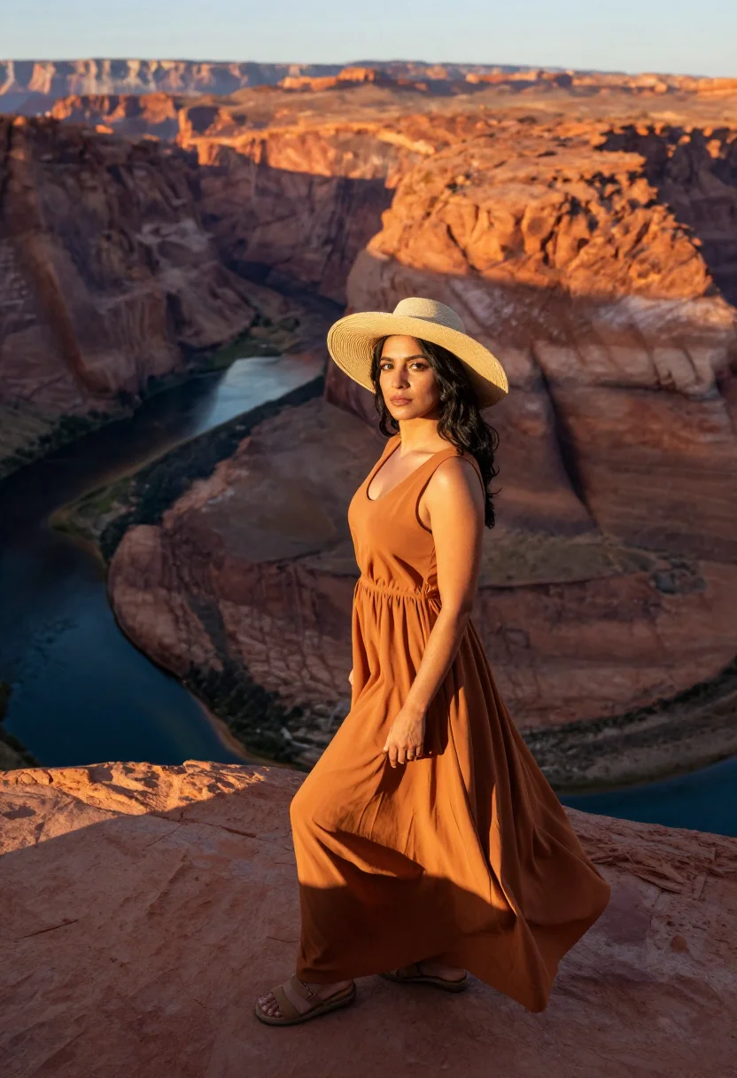 AI antelope canyon sample — portrait of a woman, three-quarter-length portrait of a Midd