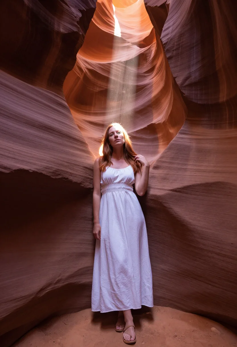 AI antelope canyon sample — portrait of a woman, half-length portrait of a Western-Europ