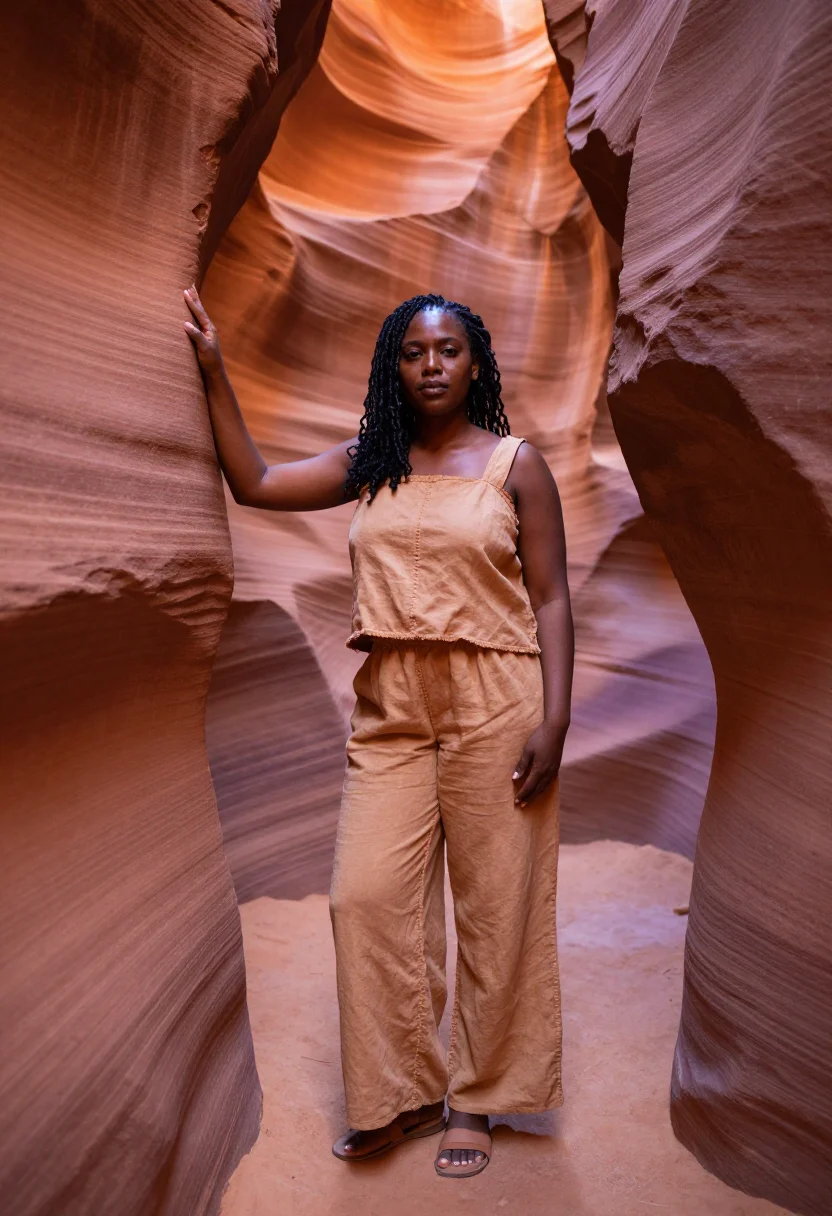 AI antelope canyon sample — portrait of a woman, half-length portrait of an African-Amer