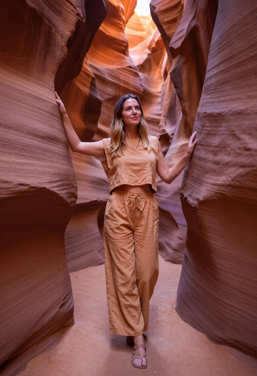 AI antelope canyon sample — portrait of a woman, three-quarter-length portrait of a West