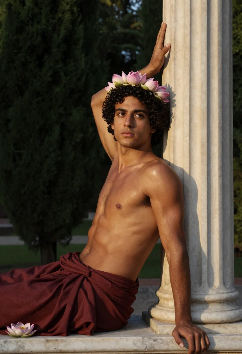 AI antinous sample — portrait of a man, close half-length portrait of a Greek man