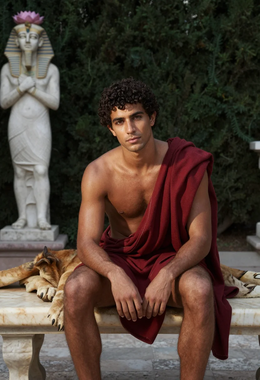 AI antinous sample — portrait of a man, three-quarter-length seated portrait of a