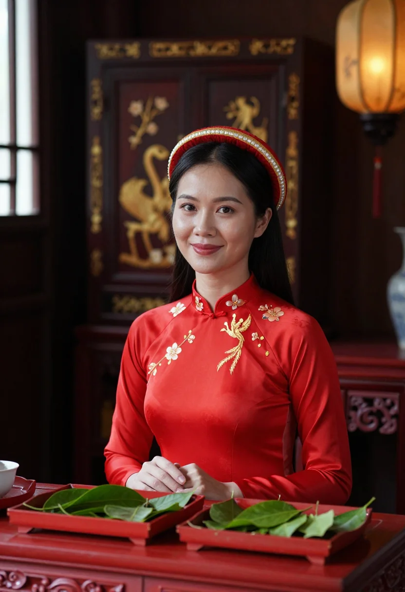 AI ao dai bride sample — portrait of a woman, close half-length portrait of a Vietnam
