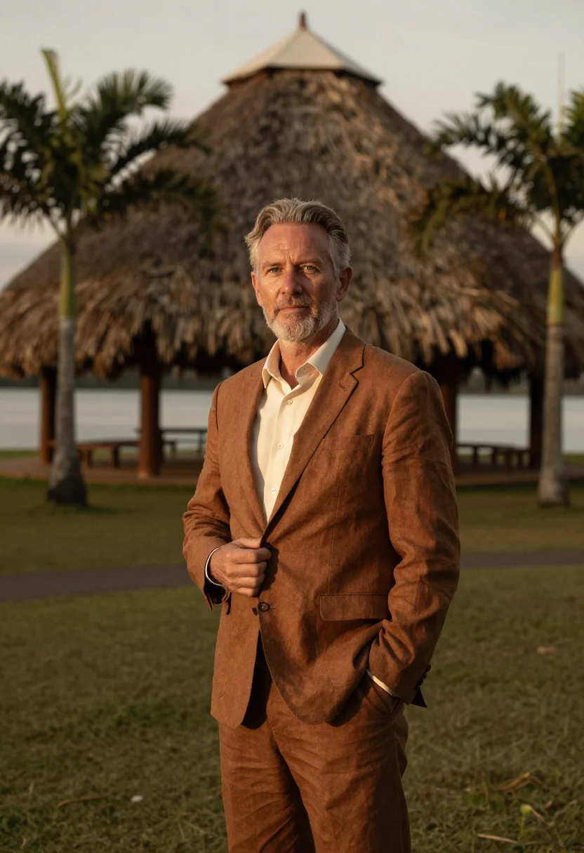 AI apia cultural director tapa brown cream sample — portrait of a man, a cultural director in his fifties of Ger