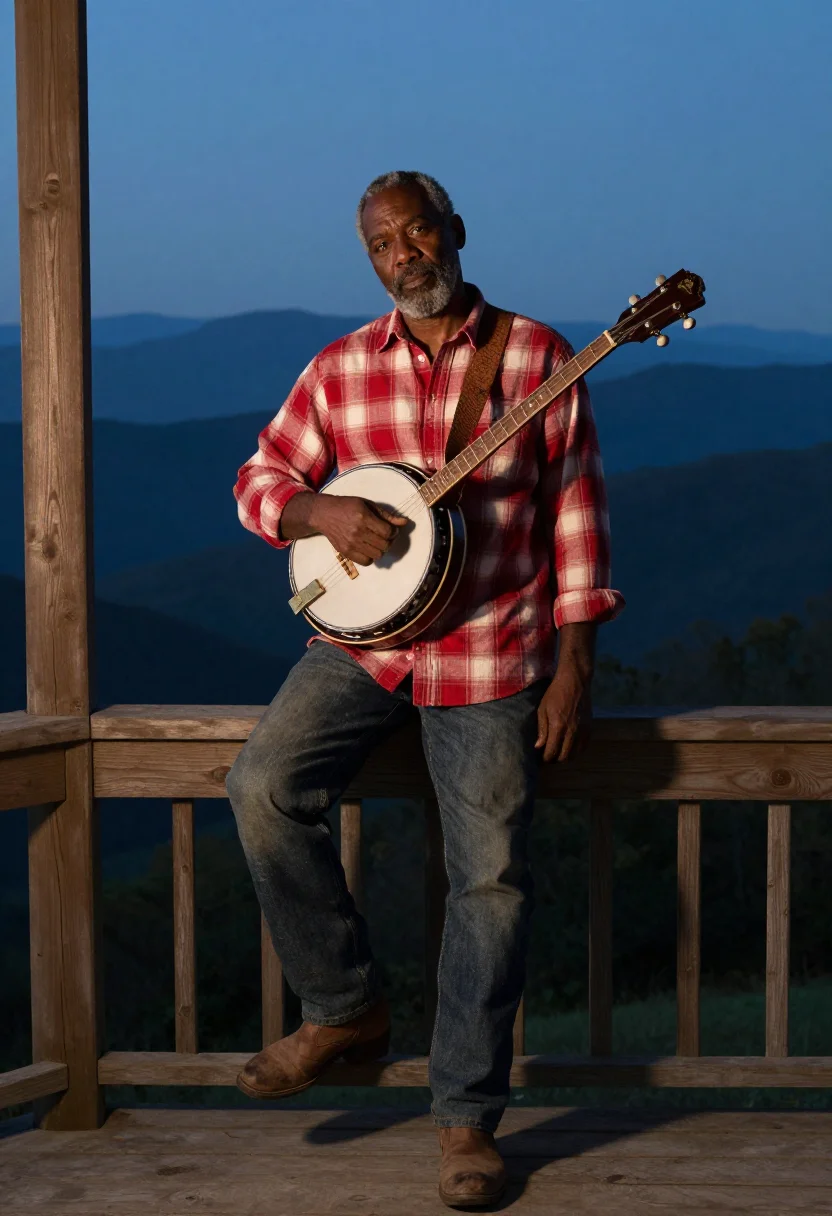 AI appalachian porch sample — portrait of a man, full-length portrait of an African-Americ