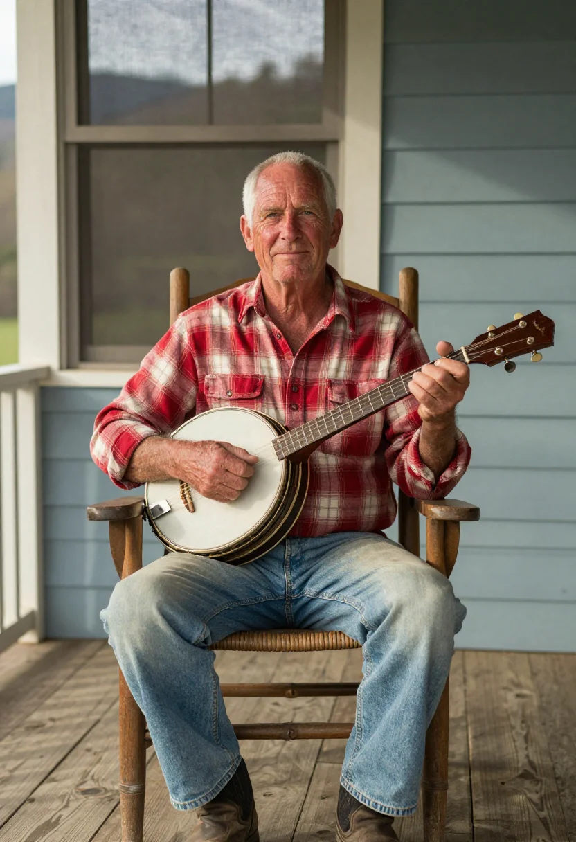 AI appalachian porch sample — portrait of a man, half-length portrait of an Appalachian ma