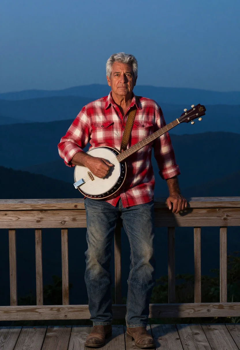 AI appalachian porch sample — portrait of a man, three-quarter-length portrait of an Appal