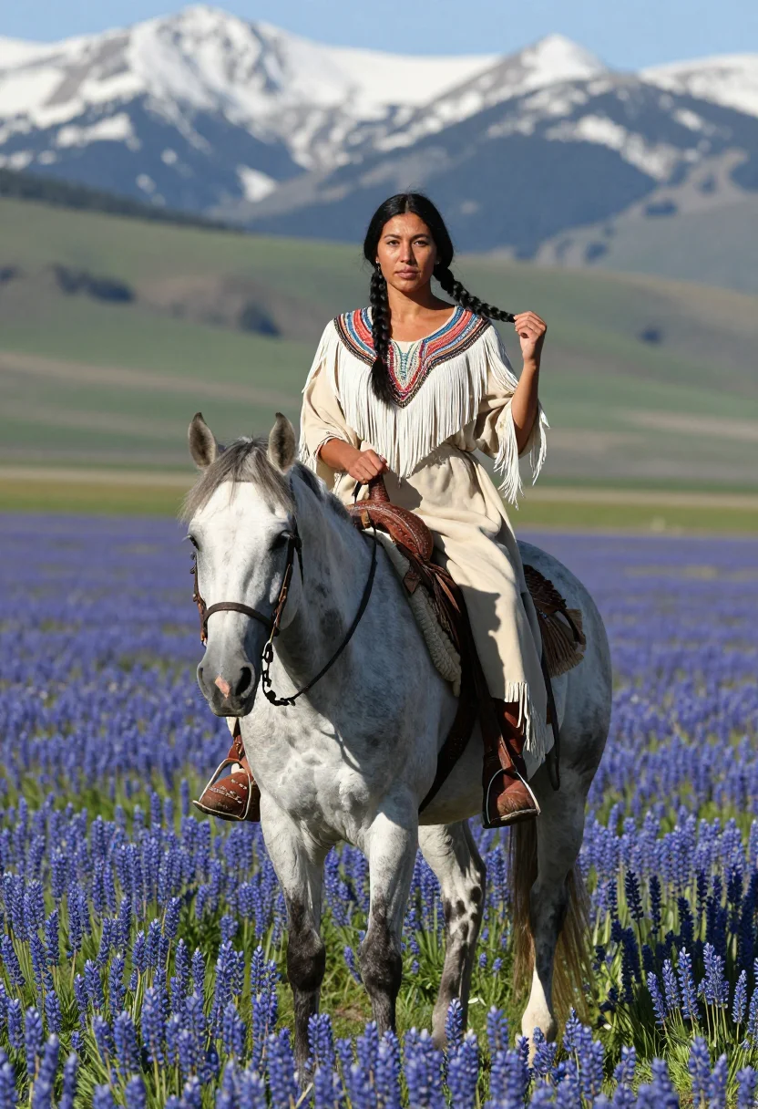 AI appaloosa sample — portrait of a woman, half-length portrait of a Nez Perce wom