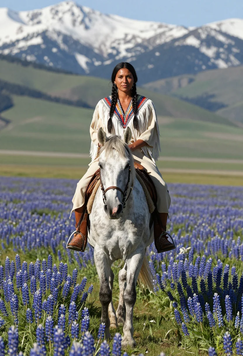 AI appaloosa sample — portrait of a woman, three-quarter-length portrait of a Nez