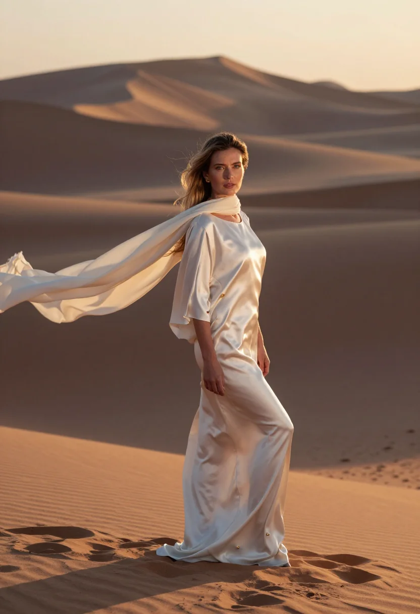 AI arabian dunes sample — portrait of a woman, three-quarter-length portrait of a West