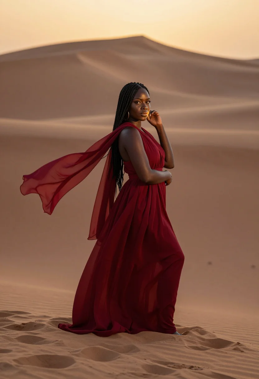 AI arabian dunes sample — portrait of a woman, half-length portrait of a Black woman w