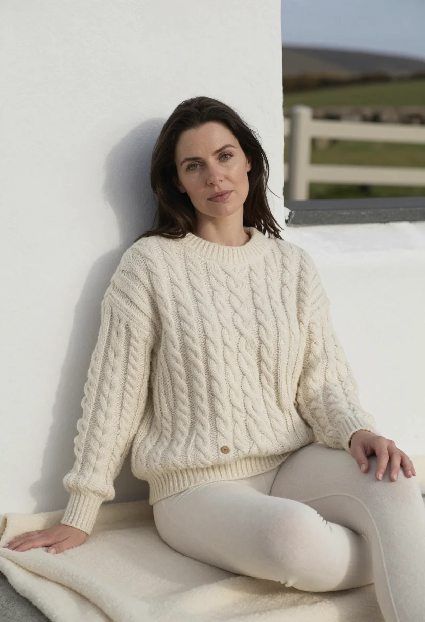 AI aran cream sample — portrait of a woman, half-length portrait of a Western-Europ