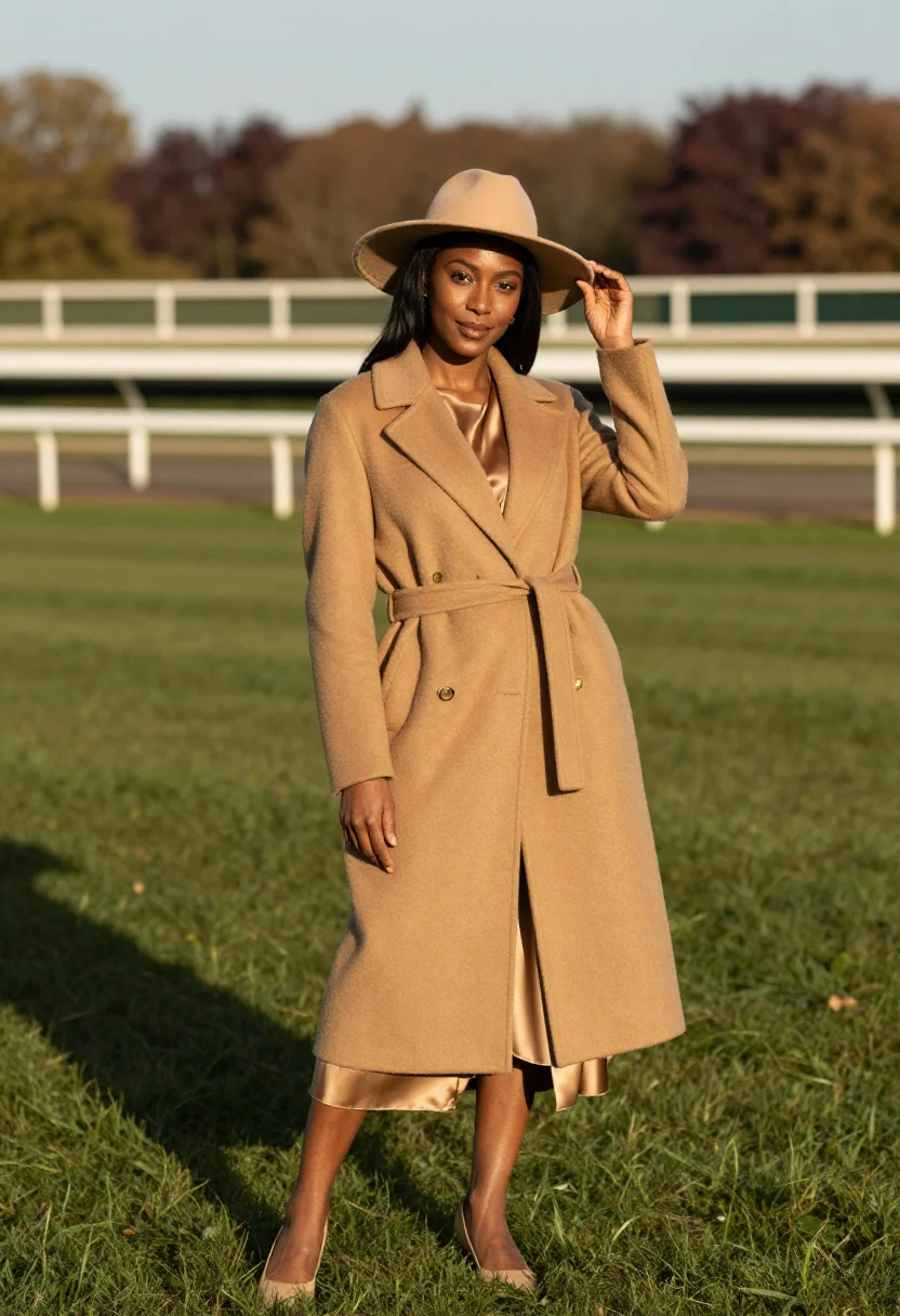 AI arc de triomphe longchamp camel sample — portrait of a woman, three-quarter-length portrait of an Afr