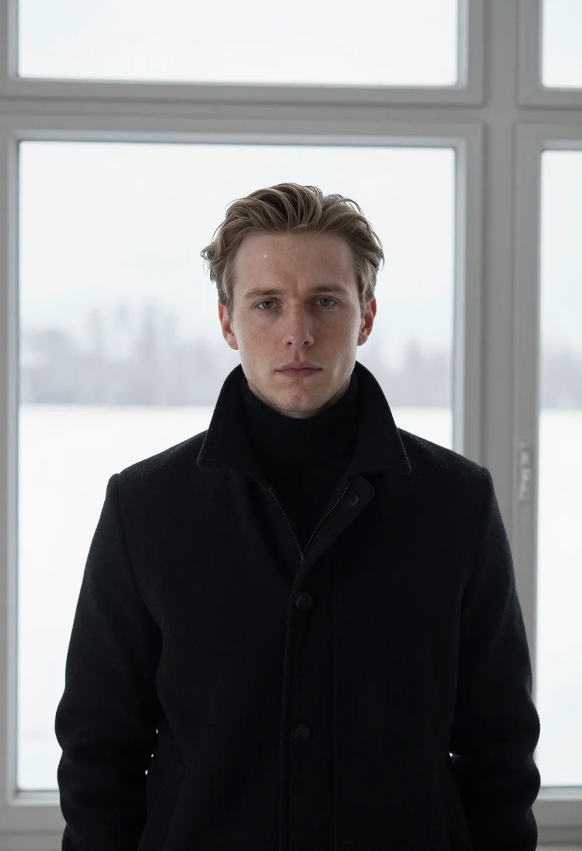 AI architect black rollneck sample — portrait of a man, framed chest-up, a Western-European man i