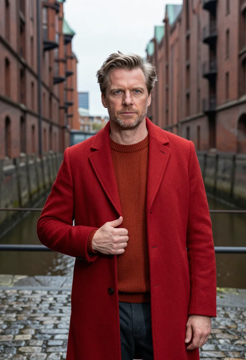 AI architect hafencity brick red sample — portrait of a man, chest-up portrait of a Dutch man in his m