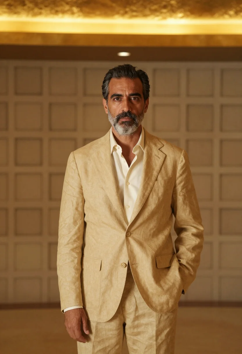 AI arizona biltmore hotelier gold sample — portrait of a man, framed at half-length, cropped at the hip