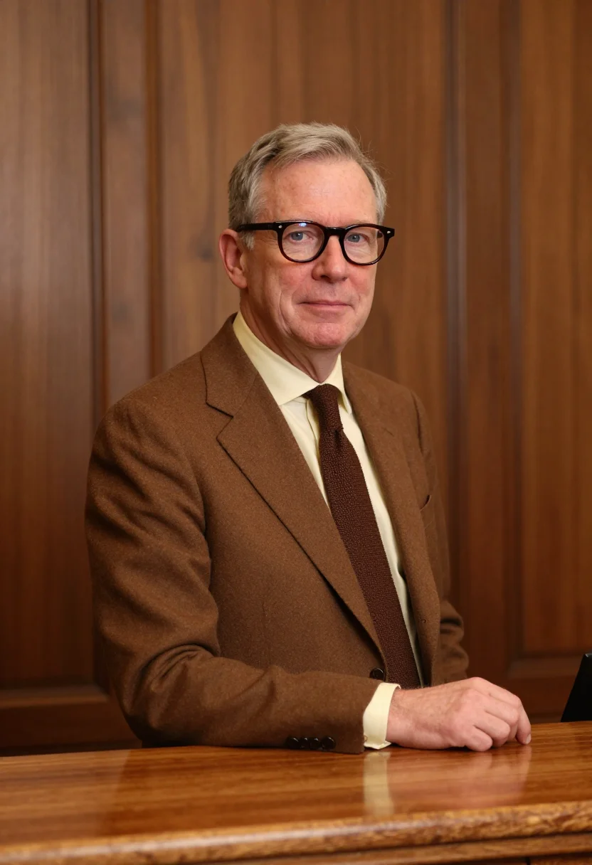 AI arne jacobsen copenhagen november brown sample — portrait of a man, framed chest-up, cropped at the ribs, the
