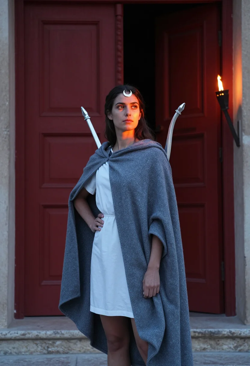 AI artemis huntress sample — portrait of a woman, three-quarter-length portrait of a Medi