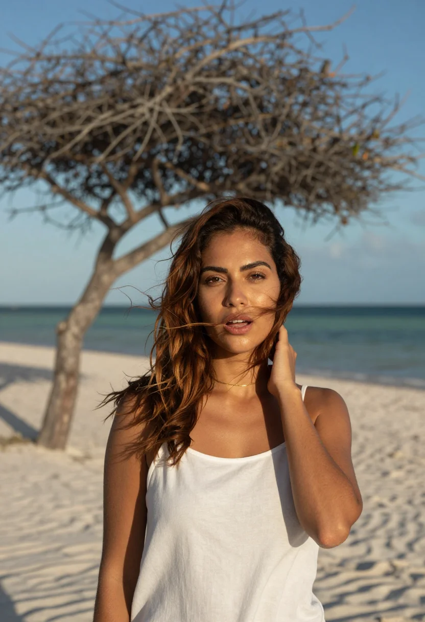 AI aruba sample — portrait of a woman, head-and-shoulders portrait of a Latina
