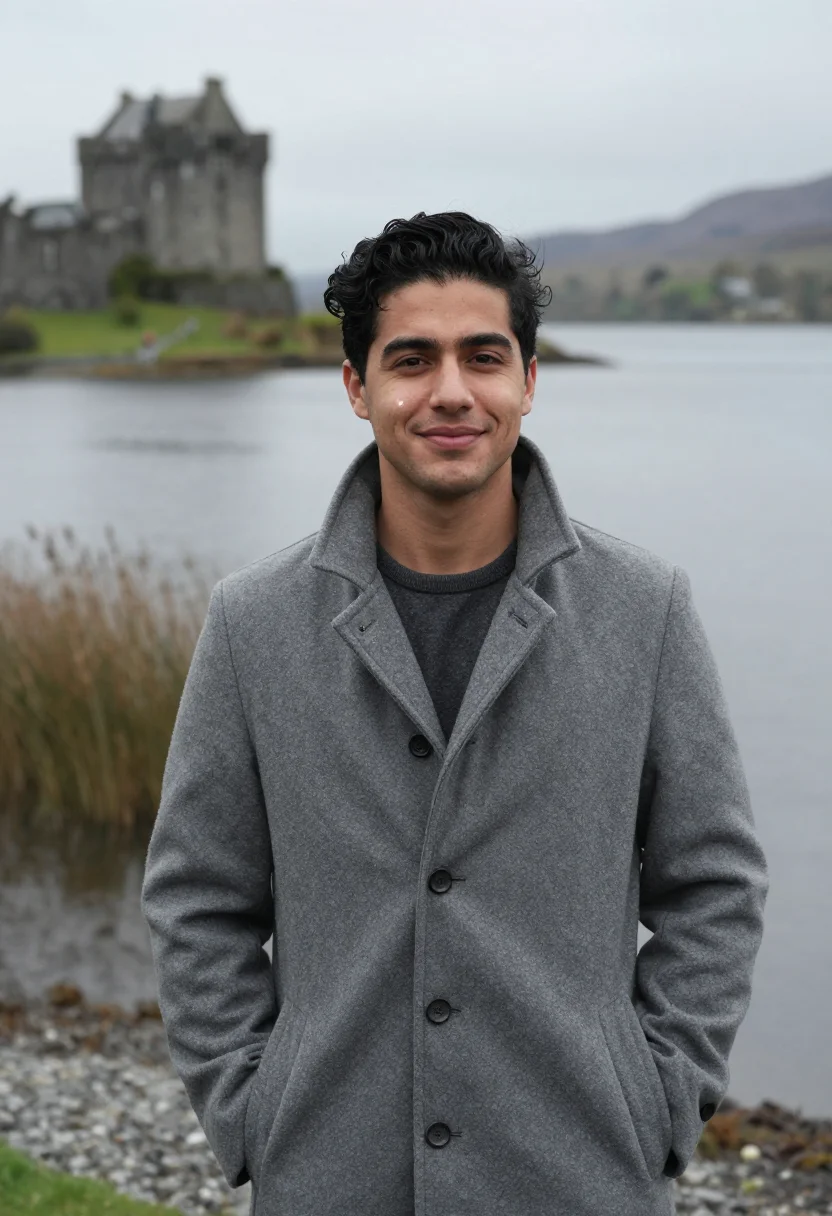 AI ashford castle mayo lough corrib grey sample — portrait of a man, a hotel guest in his late twenties of Spa