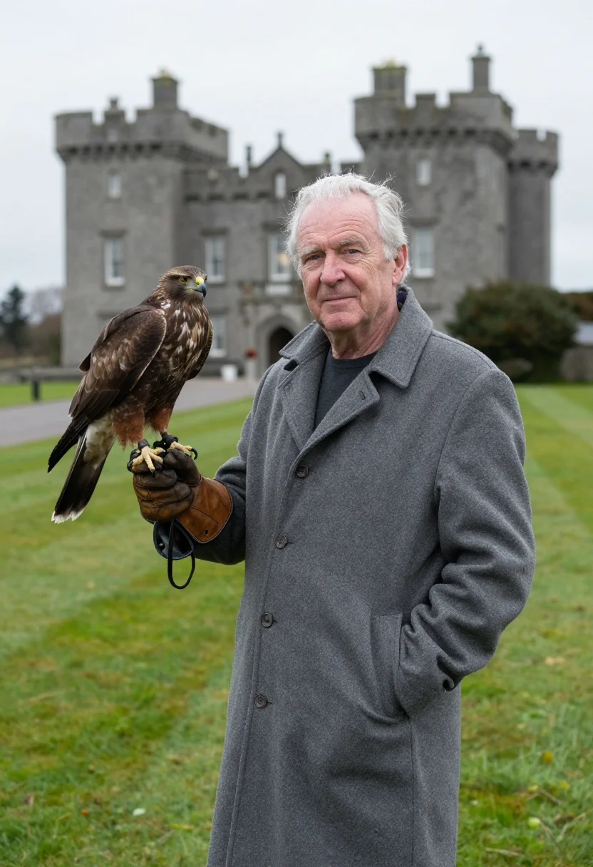 AI ashford castle mayo lough corrib grey sample — portrait of a man, a hotel guest in his sixties of Irish des