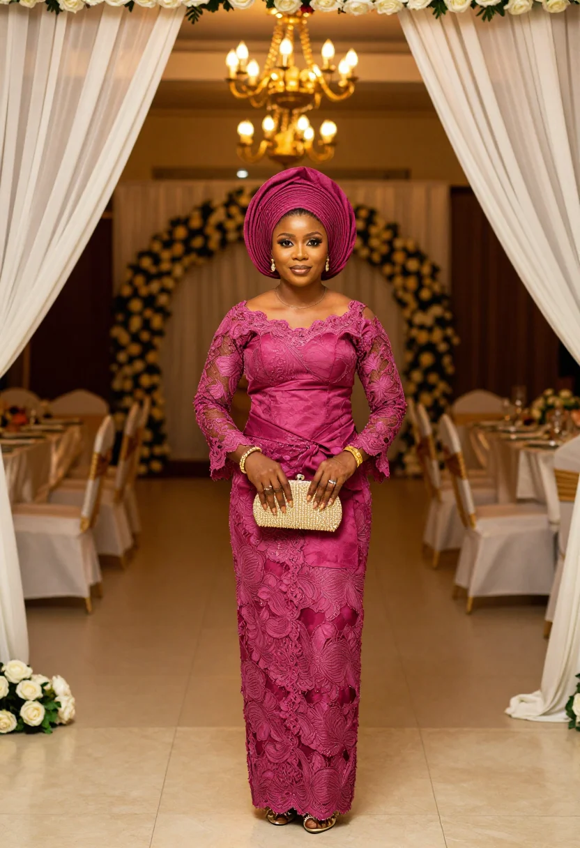 AI asoebi sample — portrait of a wedding guest, full-length portrait of a Niger