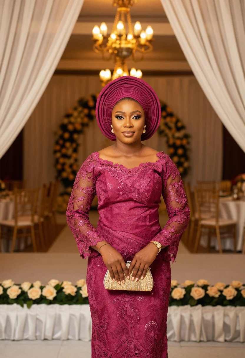 AI asoebi sample — portrait of a wedding guest, waist-up portrait of a Nigerian