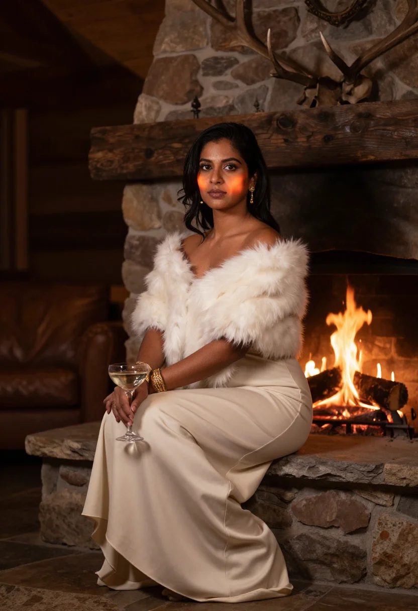 AI aspen christmas sample — portrait of a woman, chest-up portrait of a South-Asian woma