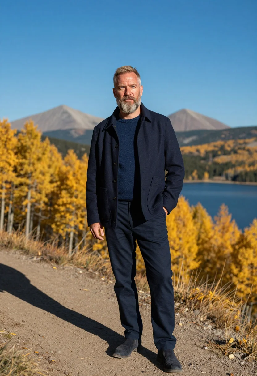 AI aspen gold october sample — portrait of a man, framed three-quarter length from the head