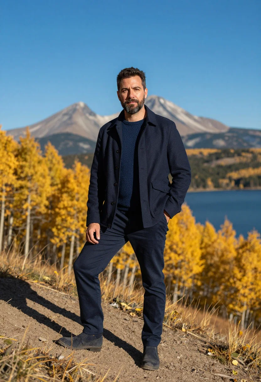 AI aspen gold october sample — portrait of a man, framed full-length from the head to the f