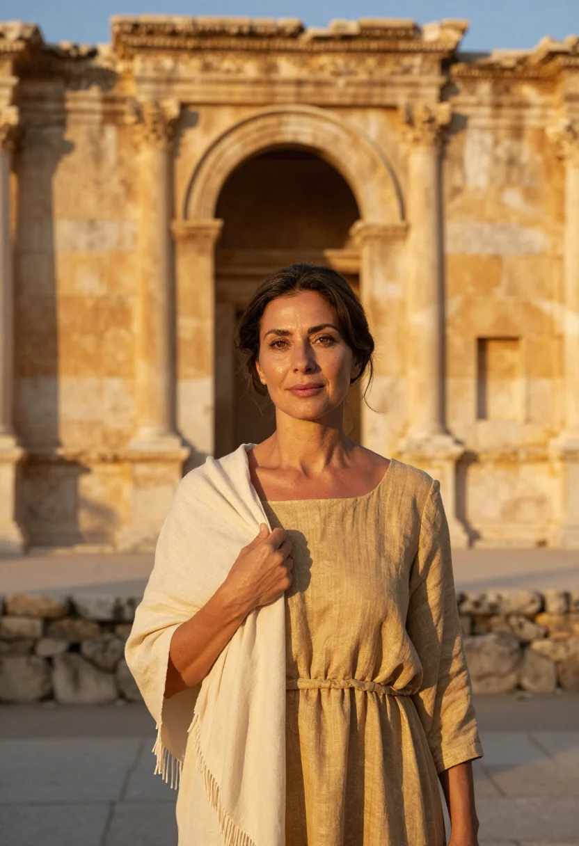 AI aspendos festival director roman stone gold sample — portrait of a woman, a festival director in her early fiftie