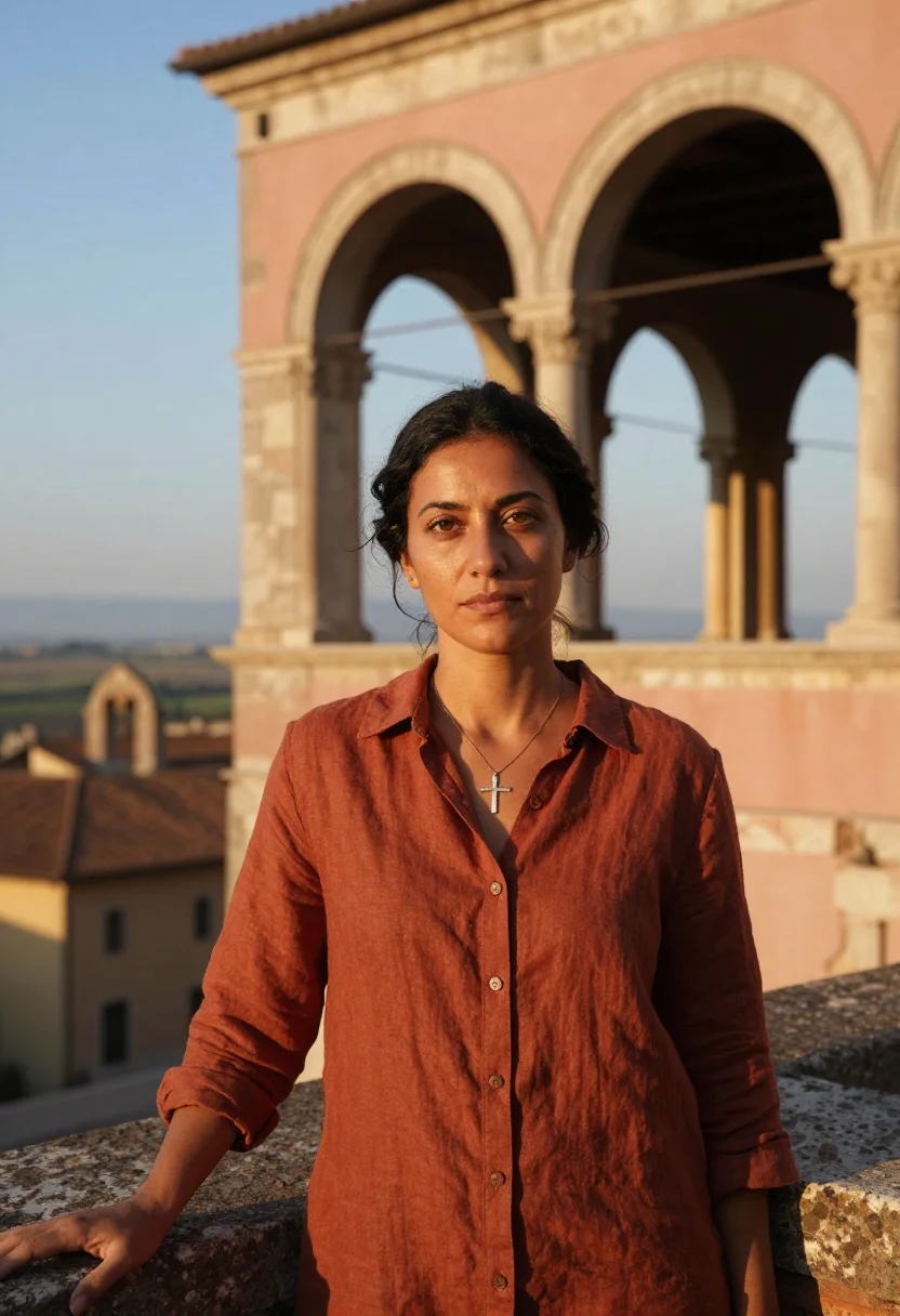 AI assisi sample — portrait of a woman, head-and-shoulders portrait of an Itali