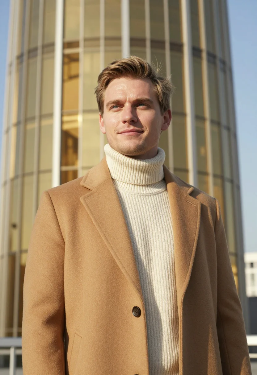 AI astana urban planner gold glass sample — portrait of a man, chest-up portrait of a Dutch man in his t