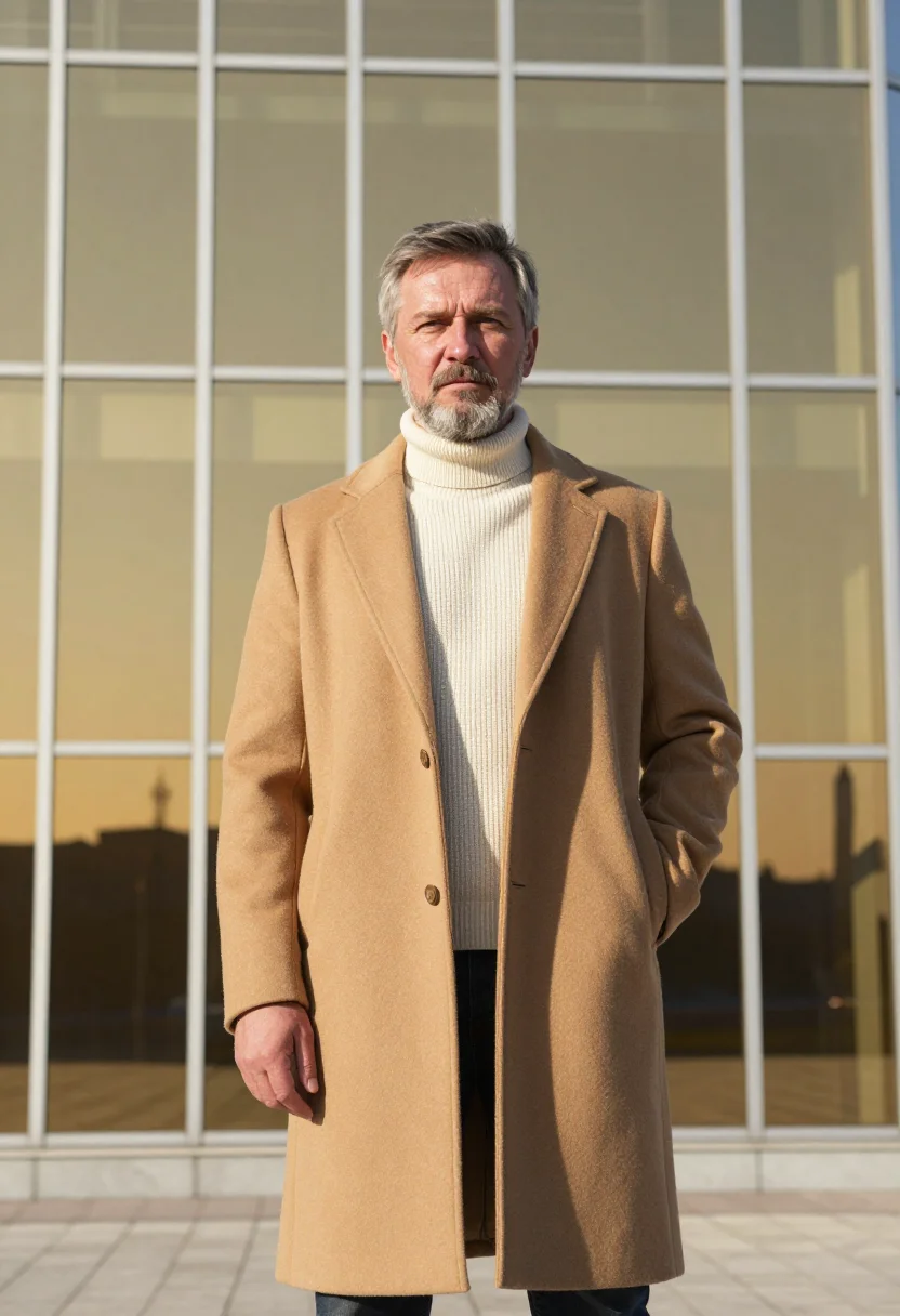 AI astana urban planner gold glass sample — portrait of a man, half-length portrait of a Russian man in