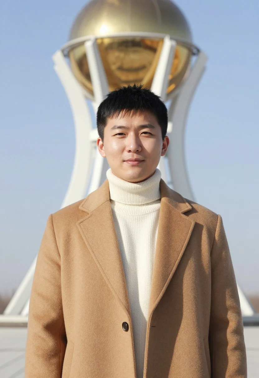 AI astana urban planner gold glass sample — portrait of a man, head-and-shoulders portrait of a Korean-K
