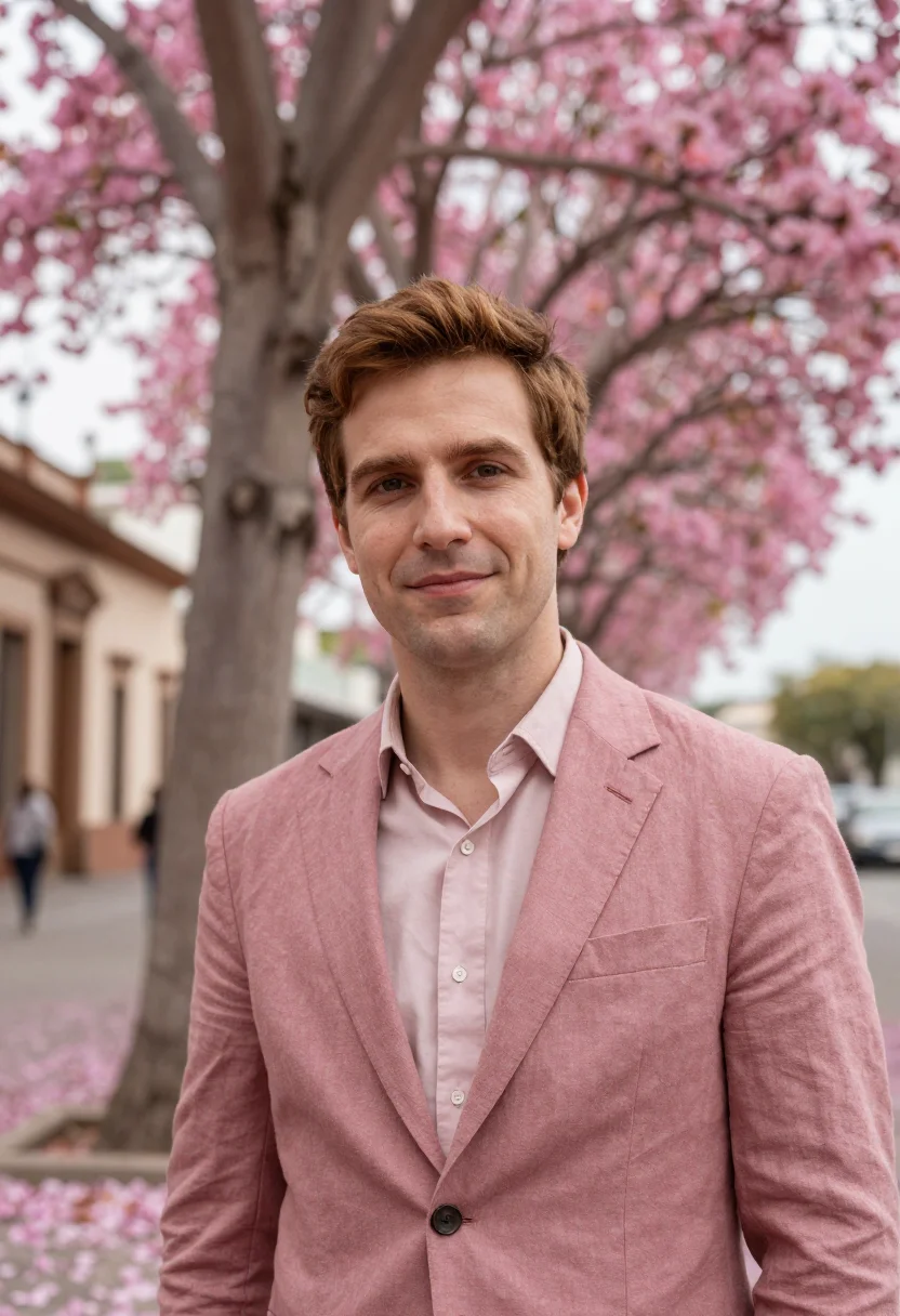 AI asuncion architect pink palace river sample — portrait of a man, an Italian architect in his mid-thirties