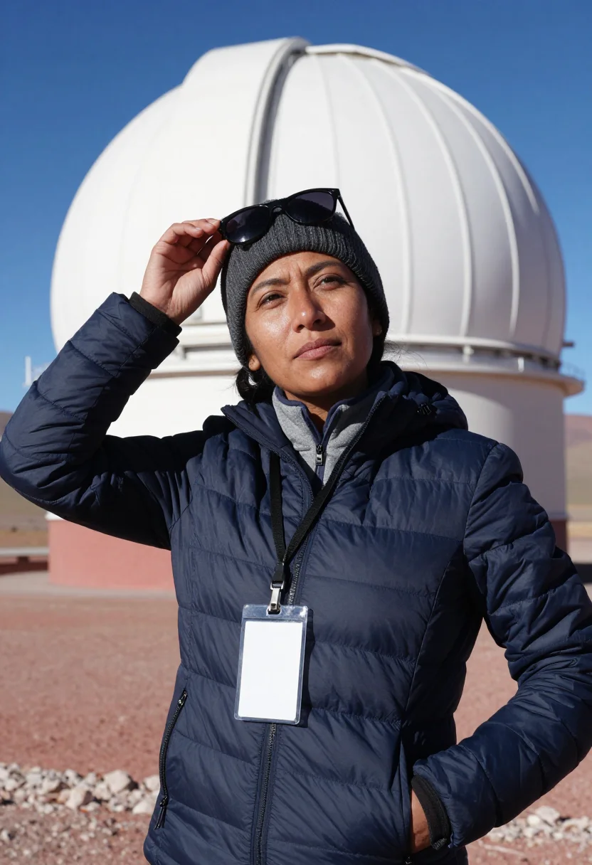 AI atacama observatory sample — portrait of a woman, chest-up portrait of a Chilean woman in