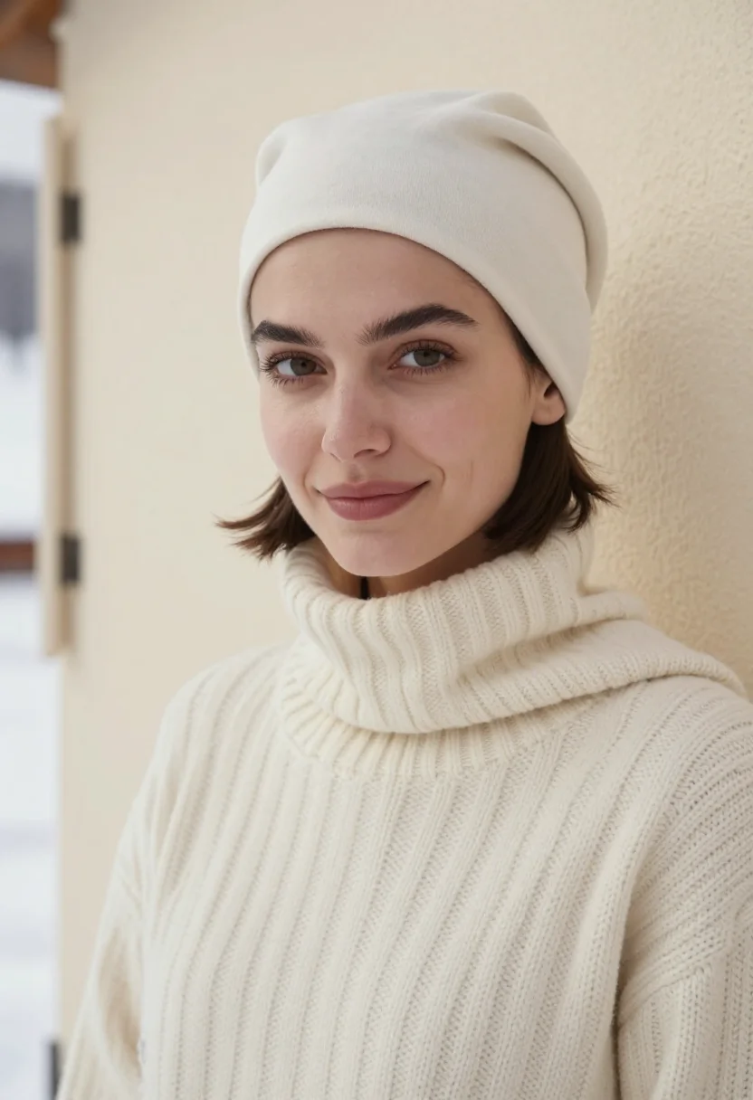 AI audrey megeve charade cream sample — portrait of a woman, framed tight, head and shoulders, the b