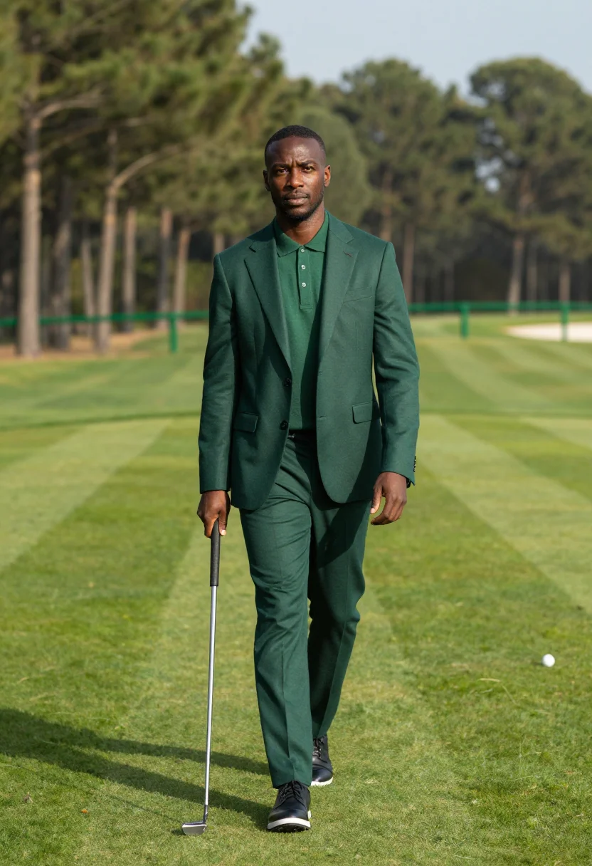 AI augusta green sample — portrait of a man, full-length walking portrait from hip hei